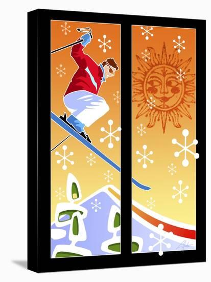 Skier Powder-Larry Hunter-Stretched Canvas