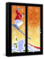 Skier Powder-Larry Hunter-Framed Stretched Canvas