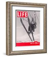 Skier Riding the Chair Lift at Sun Valley Ski Resort, March 8, 1937-Alfred Eisenstaedt-Framed Photographic Print