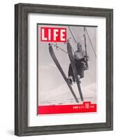 Skier Riding the Chair Lift at Sun Valley Ski Resort, March 8, 1937-Alfred Eisenstaedt-Framed Photographic Print