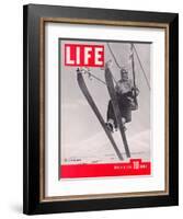 Skier Riding the Chair Lift at Sun Valley Ski Resort, March 8, 1937-Alfred Eisenstaedt-Framed Photographic Print