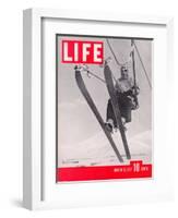 Skier Riding the Chair Lift at Sun Valley Ski Resort, March 8, 1937-Alfred Eisenstaedt-Framed Photographic Print