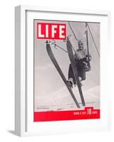 Skier Riding the Chair Lift at Sun Valley Ski Resort, March 8, 1937-Alfred Eisenstaedt-Framed Photographic Print