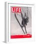 Skier Riding the Chair Lift at Sun Valley Ski Resort, March 8, 1937-Alfred Eisenstaedt-Framed Premium Photographic Print