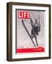 Skier Riding the Chair Lift at Sun Valley Ski Resort, March 8, 1937-Alfred Eisenstaedt-Framed Premium Photographic Print