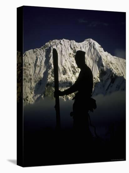 Skier's Silhouette, Tibet-Michael Brown-Stretched Canvas