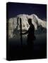 Skier's Silhouette, Tibet-Michael Brown-Stretched Canvas