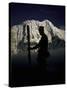 Skier's Silhouette, Tibet-Michael Brown-Stretched Canvas