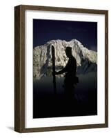 Skier's Silhouette, Tibet-Michael Brown-Framed Photographic Print