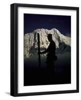 Skier's Silhouette, Tibet-Michael Brown-Framed Photographic Print