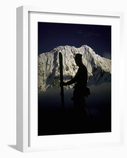 Skier's Silhouette, Tibet-Michael Brown-Framed Photographic Print