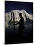 Skier's Silhouette, Tibet-Michael Brown-Mounted Photographic Print