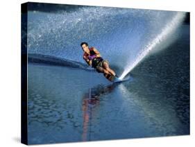 Skier Speeding, Water Spraying-null-Stretched Canvas