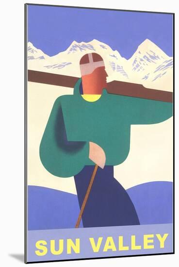 Skier, Sun Valley, Graphics-null-Mounted Art Print