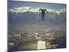 Skier Taking Off from the Bergisel Jump Hangs During Innsbruck Winter Olympics Competition-Ralph Crane-Mounted Premium Photographic Print