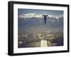 Skier Taking Off from the Bergisel Jump Hangs During Innsbruck Winter Olympics Competition-Ralph Crane-Framed Photographic Print