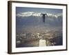 Skier Taking Off from the Bergisel Jump Hangs During Innsbruck Winter Olympics Competition-Ralph Crane-Framed Photographic Print