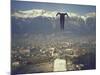 Skier Taking Off from the Bergisel Jump Hangs During Innsbruck Winter Olympics Competition-Ralph Crane-Mounted Photographic Print