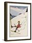Skier Tumbles-null-Framed Art Print