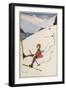 Skier Tumbles-null-Framed Art Print