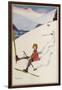 Skier Tumbles-null-Framed Art Print