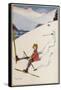 Skier Tumbles-null-Framed Stretched Canvas