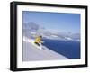 Skier with Beautiful Scenery Beyond-null-Framed Photographic Print