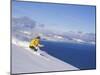 Skier with Beautiful Scenery Beyond-null-Mounted Photographic Print