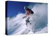 Skier with Snow Flying Up-null-Stretched Canvas