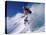 Skier with Snow Flying Up-null-Stretched Canvas