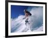 Skier with Snow Flying Up-null-Framed Photographic Print