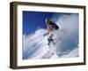 Skier with Snow Flying Up-null-Framed Photographic Print