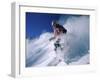 Skier with Snow Flying Up-null-Framed Photographic Print