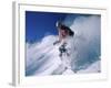 Skier with Snow Flying Up-null-Framed Photographic Print