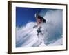 Skier with Snow Flying Up-null-Framed Photographic Print