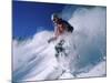 Skier with Snow Flying Up-null-Mounted Photographic Print