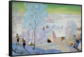 Skiers, 1919-Boris Mikhailovich Kustodiev-Framed Stretched Canvas