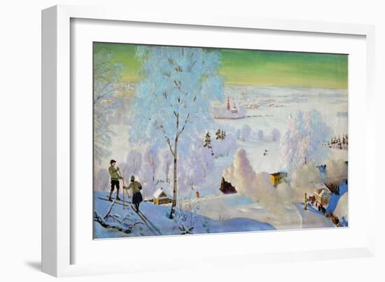 Skiers, 1919-Boris Mikhailovich Kustodiev-Framed Giclee Print