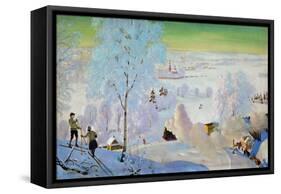 Skiers, 1919-Boris Mikhailovich Kustodiev-Framed Stretched Canvas