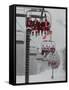 Skiers and Snowboarders Dressed as Santa Claus Ride up the Ski Lift-null-Framed Stretched Canvas