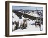 Skiers Being Carried on a Chair Lift to the Back Bowls of Vail Ski Resort, Vail, Colorado, USA-Kober Christian-Framed Photographic Print