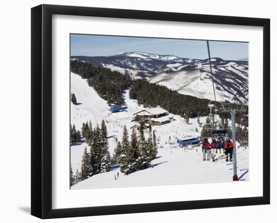 Skiers Being Carried on a Chair Lift to the Back Bowls of Vail Ski Resort, Vail, Colorado, USA-Kober Christian-Framed Photographic Print