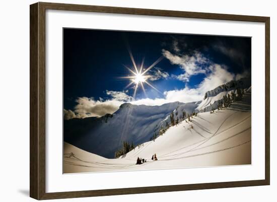 Skiers Collect their Gear and Get Ready for Another Run in the Mt Baker Backcountry of Washington-Jay Goodrich-Framed Photographic Print