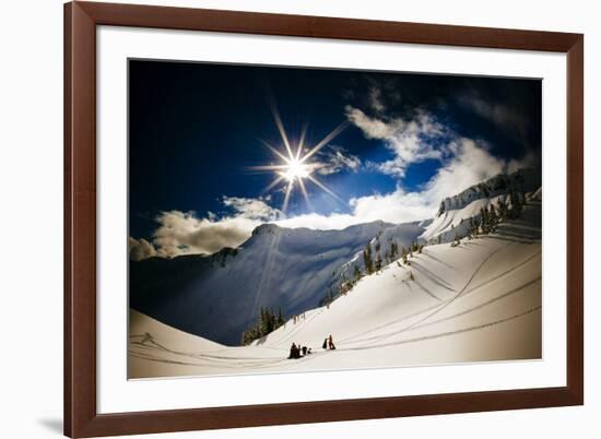 Skiers Collect their Gear and Get Ready for Another Run in the Mt Baker Backcountry of Washington-Jay Goodrich-Framed Photographic Print