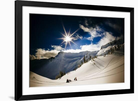 Skiers Collect their Gear and Get Ready for Another Run in the Mt Baker Backcountry of Washington-Jay Goodrich-Framed Photographic Print