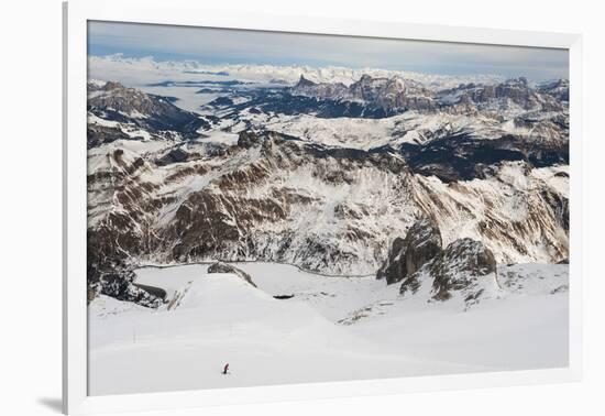 Skiers descend from the top of Marmolada in the Dolomites, Italy, Europe-Alex Treadway-Framed Photographic Print