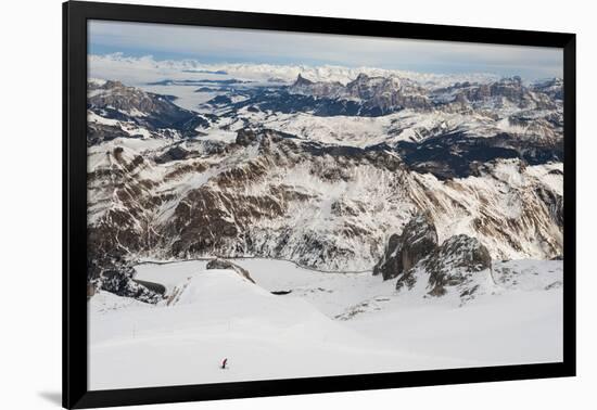 Skiers descend from the top of Marmolada in the Dolomites, Italy, Europe-Alex Treadway-Framed Photographic Print