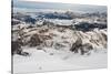 Skiers descend from the top of Marmolada in the Dolomites, Italy, Europe-Alex Treadway-Stretched Canvas