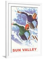 Skiers in Powder, Sun Valley-null-Framed Art Print