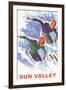 Skiers in Powder, Sun Valley-null-Framed Art Print